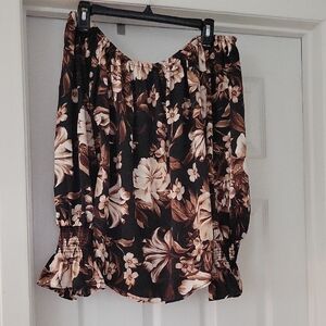 Express Black and Brown Floral Top